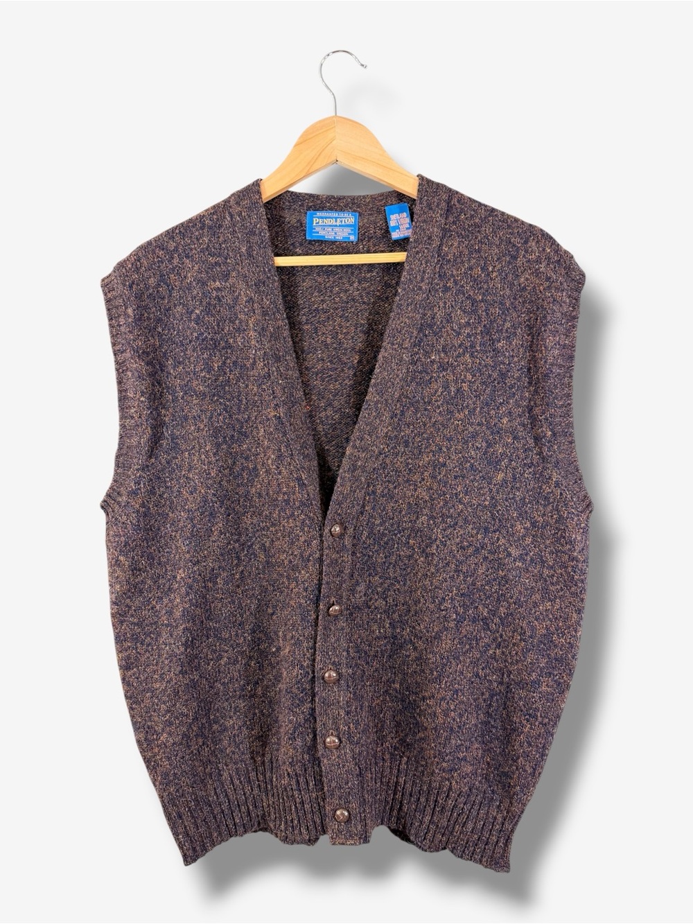 Vintage Pendleton Shetland Wool Sweater Vest Men’s M Brown Button Front